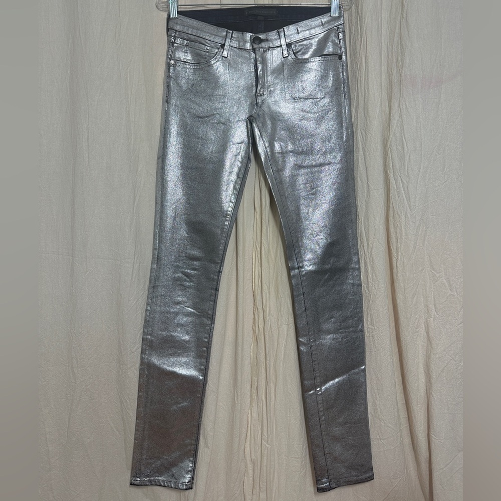 Metallic silver Juicy Couture skinny jeans size 25